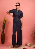 Indigo Wrap-over Style Jumpsuit