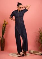 Indigo Wrap-over Style Jumpsuit - Image 2