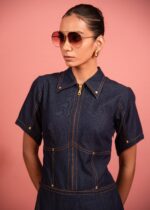 Indigo Wrap-over Style Jumpsuit - Image 3