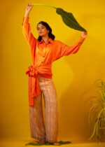 Orange Knot Shirt-Graphic Printed Pant Set - Image 2