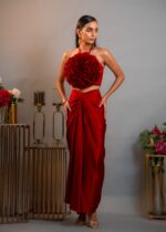 Roseate Twisted Draped Skirt Set