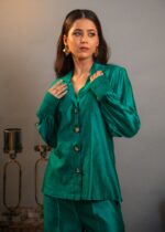 Emerald Silk Ruched Co-ord Set - Image 2