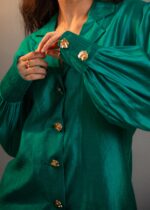 Emerald Silk Ruched Co-ord Set - Image 4
