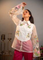 Flamingo Embroidered 3PCS Co-ord Set - Image 2