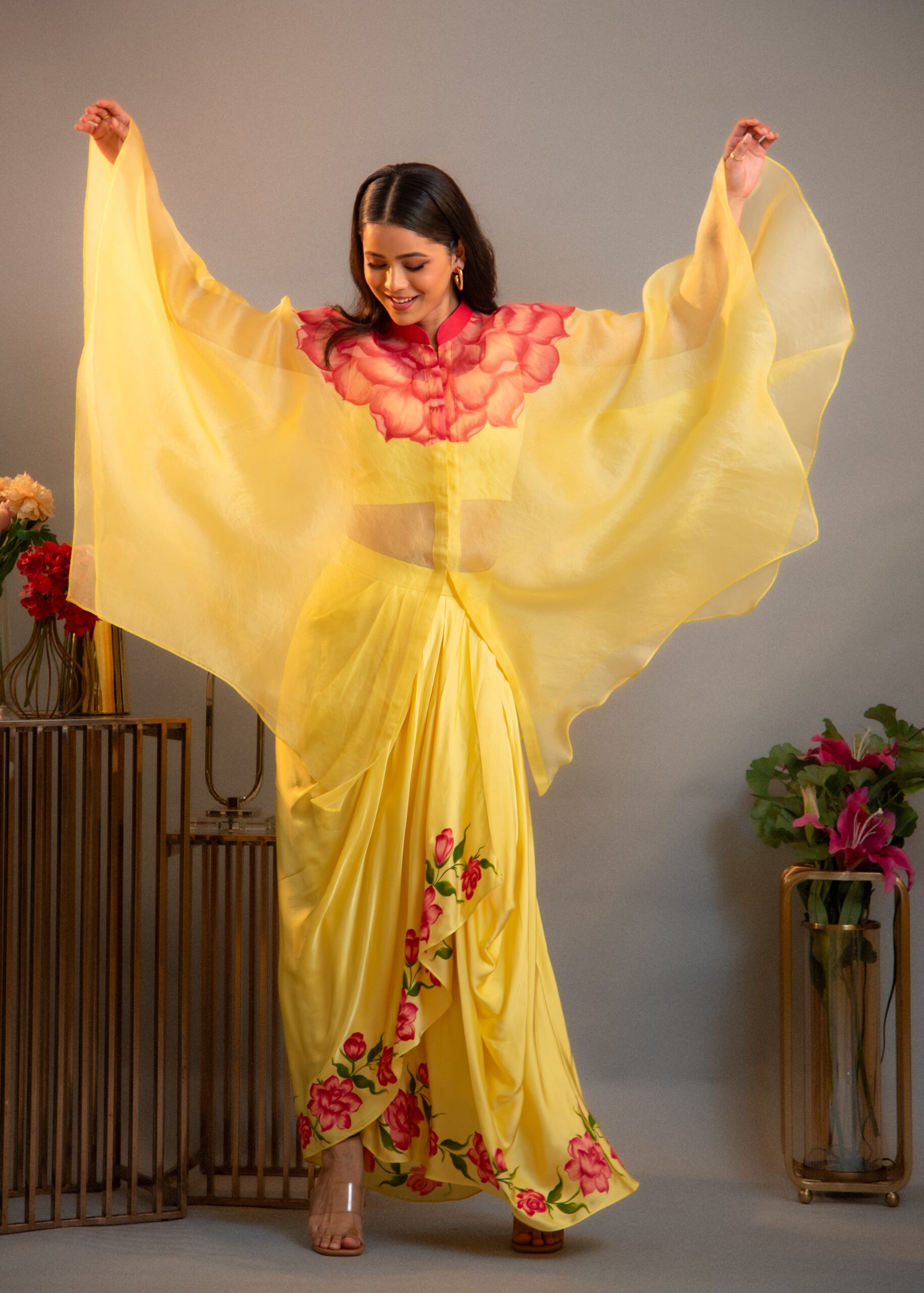 _D754431 Asmira - Handpainted Cape Style Drape Skirt - Image 1