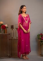 Magenta Organza And Satin Aari- Marodi Kaftan Set - Image 2