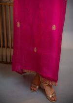 Magenta Organza And Satin Aari- Marodi Kaftan Set - Image 5
