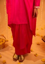 Pink Silk Tunic Drape Skirt Set - Image 4