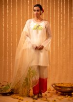 Organza Tropical Hand-Painted Embroidered Kurta Set