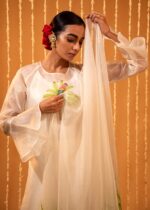 Organza Tropical Hand-Painted Embroidered Kurta Set - Image 3