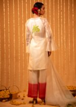 Organza Tropical Hand-Painted Embroidered Kurta Set - Image 4