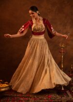 Aureate-Cape Style Embroidered Tissue Skirt Set - Image 2