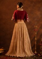 Aureate-Cape Style Embroidered Tissue Skirt Set - Image 4