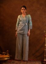 Sea-Green Belted Kimono Style Co-ord Set