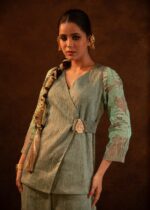 Sea-Green Belted Kimono Style Co-ord Set - Image 2