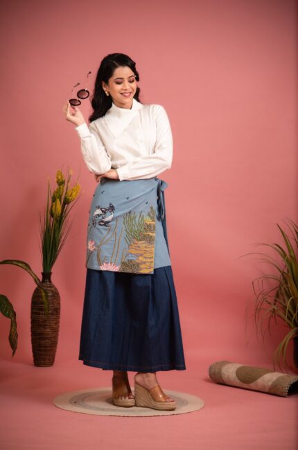 Skyler Denim Wrap Skirt Set