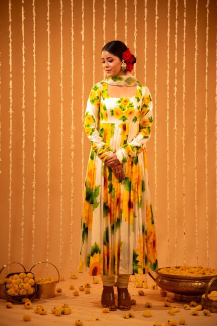 Eden - Sunflower Handpainted Anarkali Set