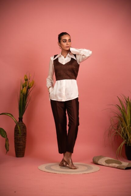 Brunette Ruched Vest 3PCS Set