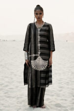 Black Stripe Banarasi Silk Embroidered Kurta Set