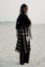 Black Stripe Banarasi Silk Embroidered Kurta Set - Image 4