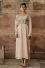 Banarasi Gold Tissue Jacket Style Long Kurta Dress