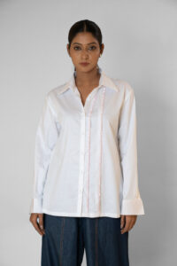 Cotton Embellished Pleated Shirt