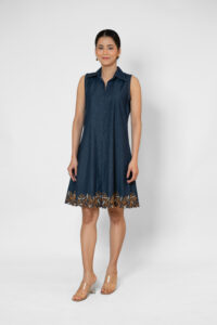 Denim Floral cutwork Dress