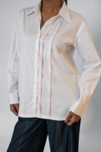 Cotton Embellished Pleated Shirt - Image 2