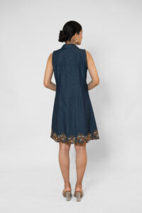 Denim Floral cutwork Dress - Image 2