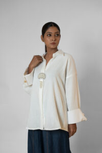 Chic Cotton Embellished Oversize Shirt - Image 2