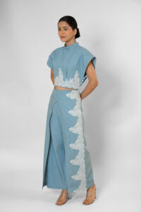 Denim Blue Sculptured Trouser - Image 4