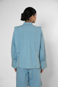 Denim Embroidered Floral Shirt - Image 3