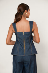 Structured Denim Corset Top - Image 2