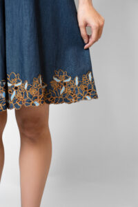 Denim Floral cutwork Dress - Image 4