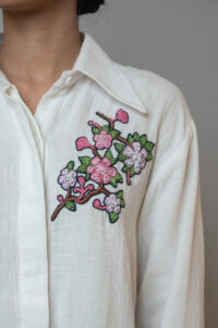 Floral Embroidered Cotton Shirt - Image 4