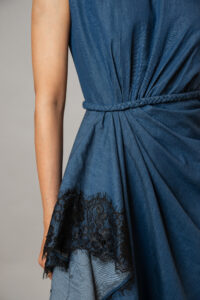 Denim Drape Dress - Image 4