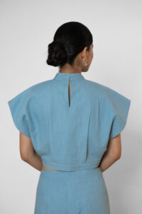 Denim Sky Blue Sculptured Top - Image 3