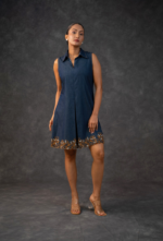 Denim Floral cutwork Dress