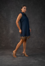 Denim Floral cutwork Dress - Image 2