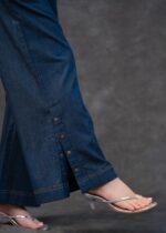 Structured Denim Corset Top And Modish Slit Pant Set - Image 4