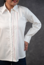 Cotton Embellished Pleated Shirt - Image 3