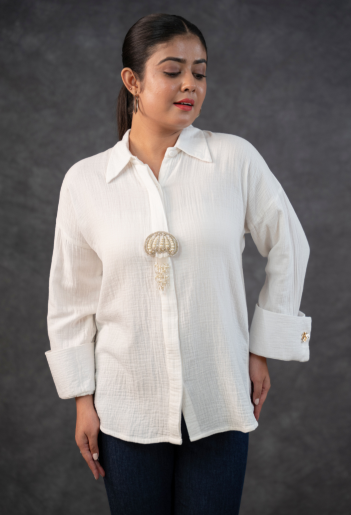 Untitled design_20260730_135231_0000 Chic Cotton Embellished Oversize Shirt - Image 1