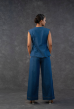 Denim Abstract Embroidered Top And Denim Modish Trouser Set - Image 4