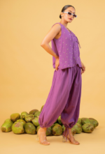 Double Cotton Stone Embellished Top And Balloon Pant Set - Image 2