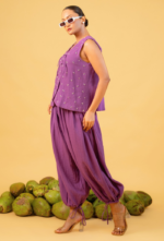 Double Cotton Stone Embellished Top And Balloon Pant Set - Image 3