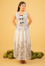 Flamigo Embellished Hand-painted Waistcoat And Skirt Set