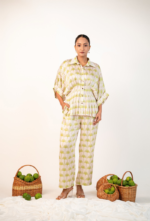 Palm Printed Modal Satin Cinched Co-ord set