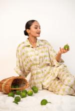 Palm Printed Modal Satin Cinched Co-ord set - Image 4