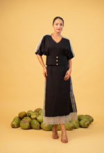 Black Kimono Style Laced Top and Skirt Set