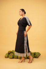 Black Kimono Style Laced Top and Skirt Set - Image 3